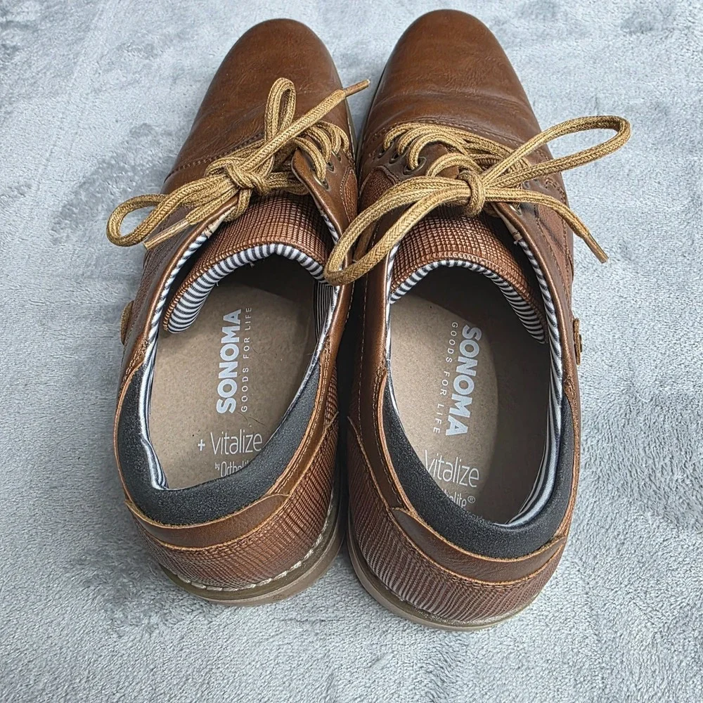 Sonoma Freer Ortholite Eco Cognac/Brown Oxford Dress Shoes Size 9 Men's